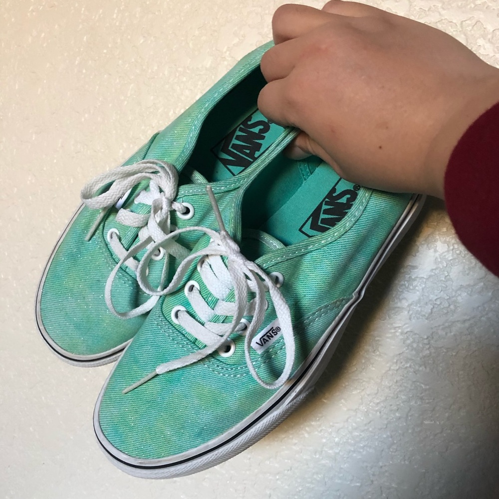 Sparkly Glitter Aqua Blue-Green Vans 💧